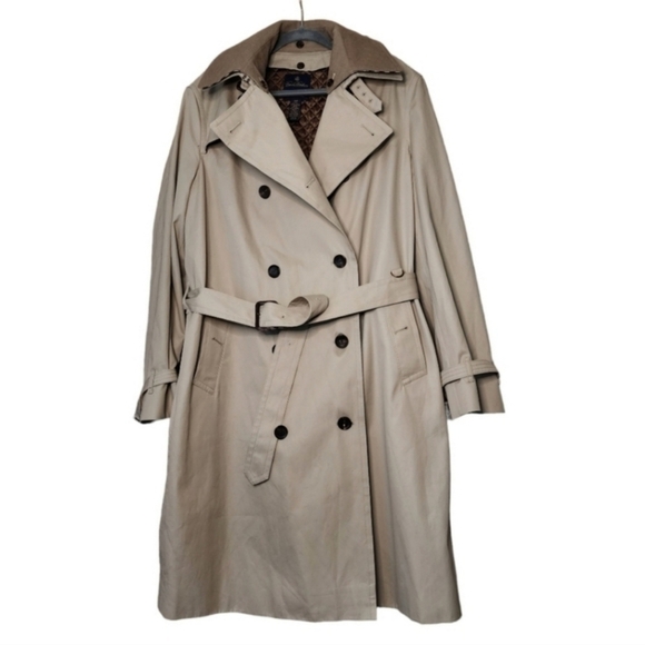 Mens Brooks Brothers Tan Brown Bemberg Wool Cashmere Trench Coat Rain Winter - Picture 1 of 16